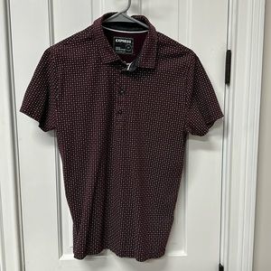 Express Moisture Wicking Short Sleeve Polo Burgundy Print